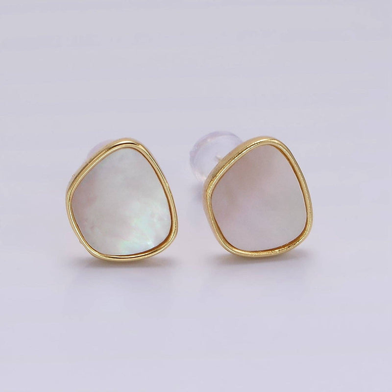 Shell Pearl Bezel Earrings - Cloth + Cabin