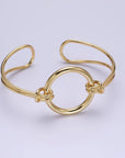 14K Gold Filled Round Circle Rope Tied Minimalist Cuff Bangle Bracelet