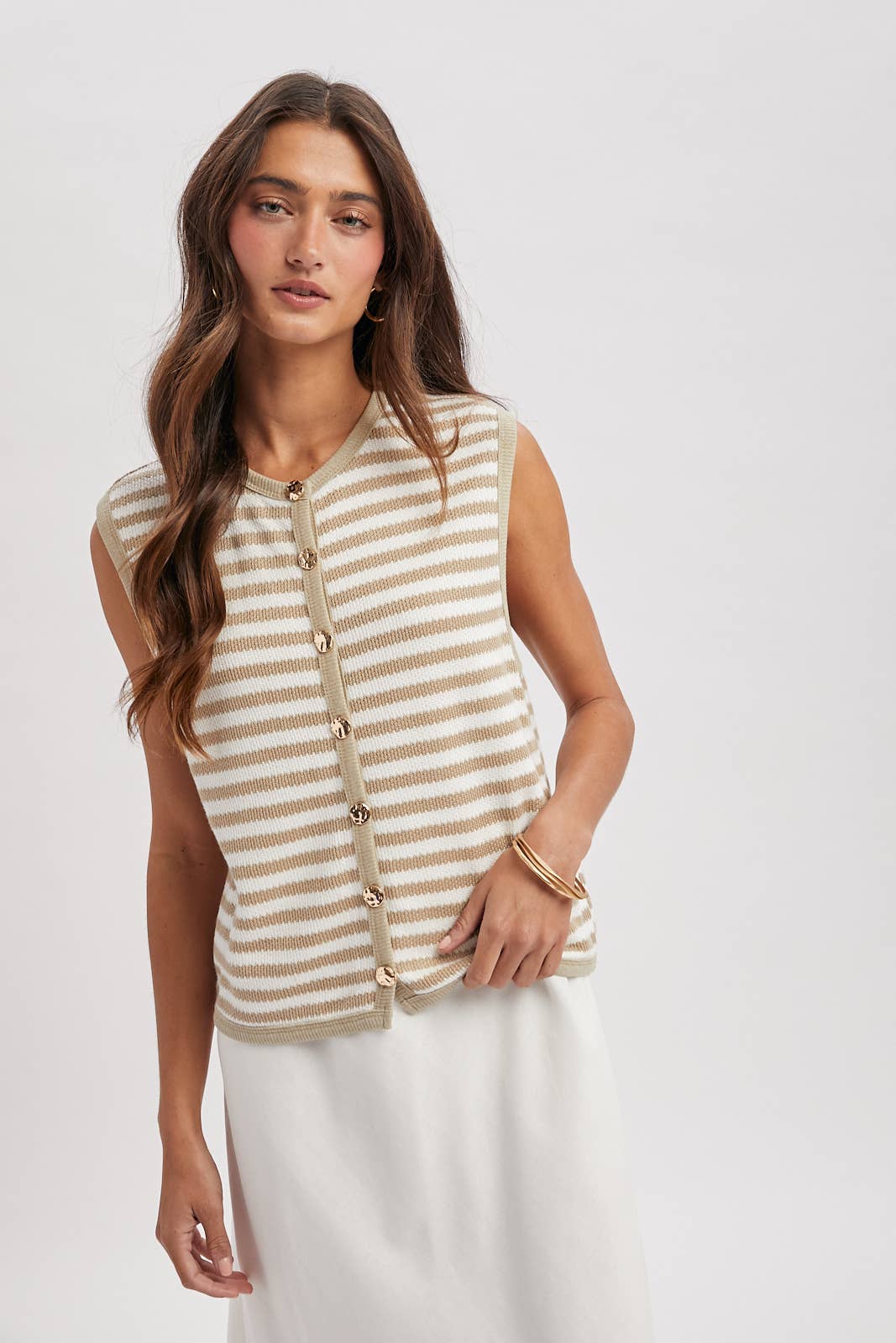 Nyasia Button-Up Sweater Tank - Cloth + Cabin