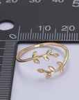 Micro Pave Olive Vine Leaf Adjustable Ring