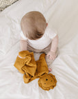 Toffee Lion Organic Cotton Muslin Lovey Blanket