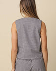 Elsie Gingham Sleeveless Button-Up Top