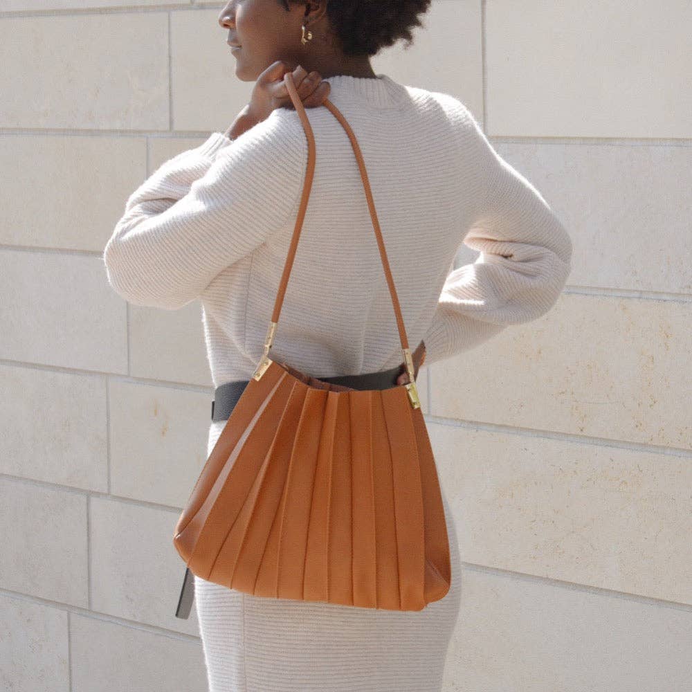 Carrie Tan Pleated Vegan Shoulder Bag - Cloth + Cabin