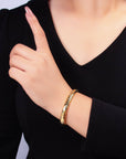 24K Gold Filled CZ Dotted Hammered Cuff Bracelet