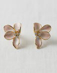 Vintage Inspired Enamel Magnolia Stud Earrings