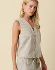 Ruth Stripe Button-Down Sleeveless Top