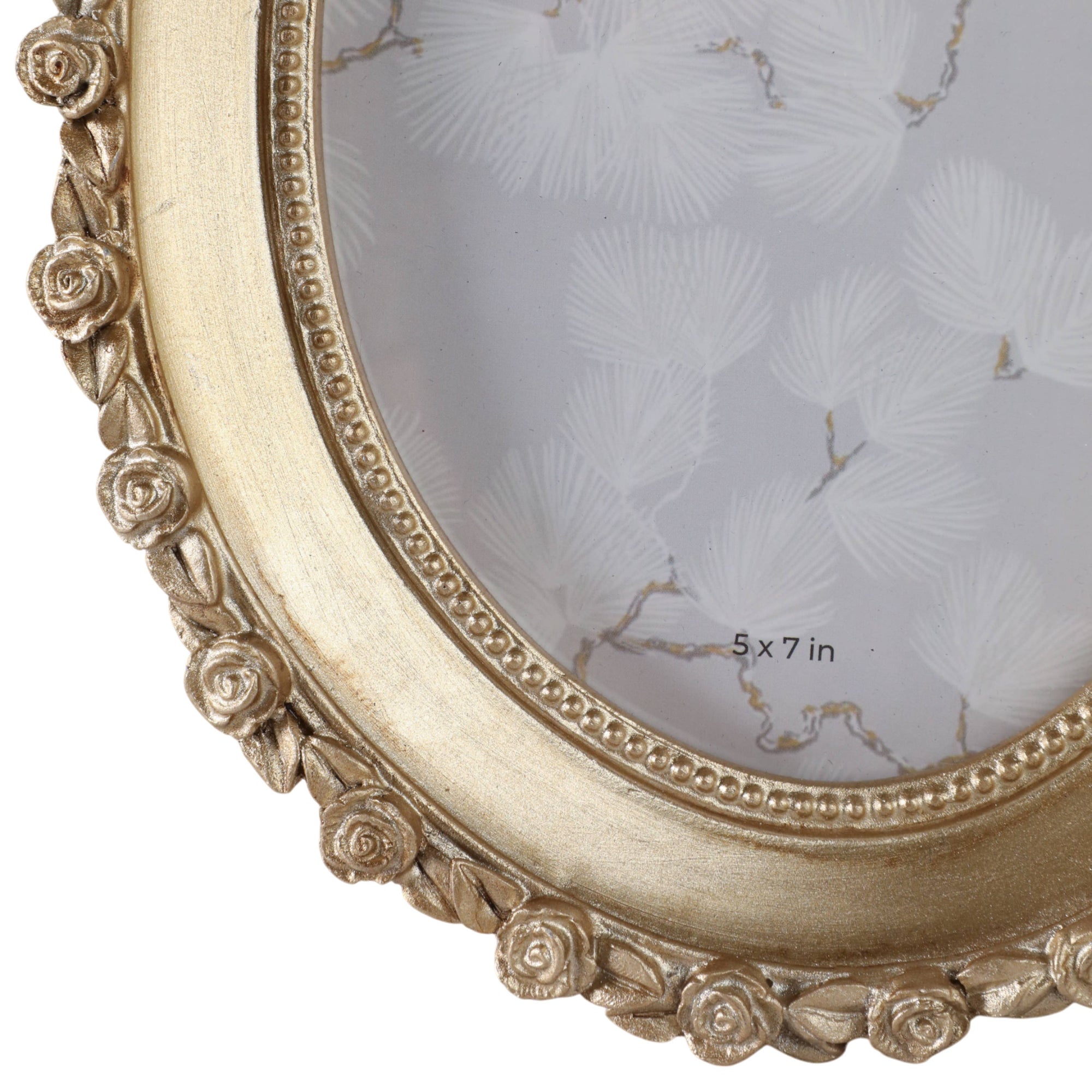 Gold Polyresin Oval Rosette Border Photo Frame - Cloth + Cabin