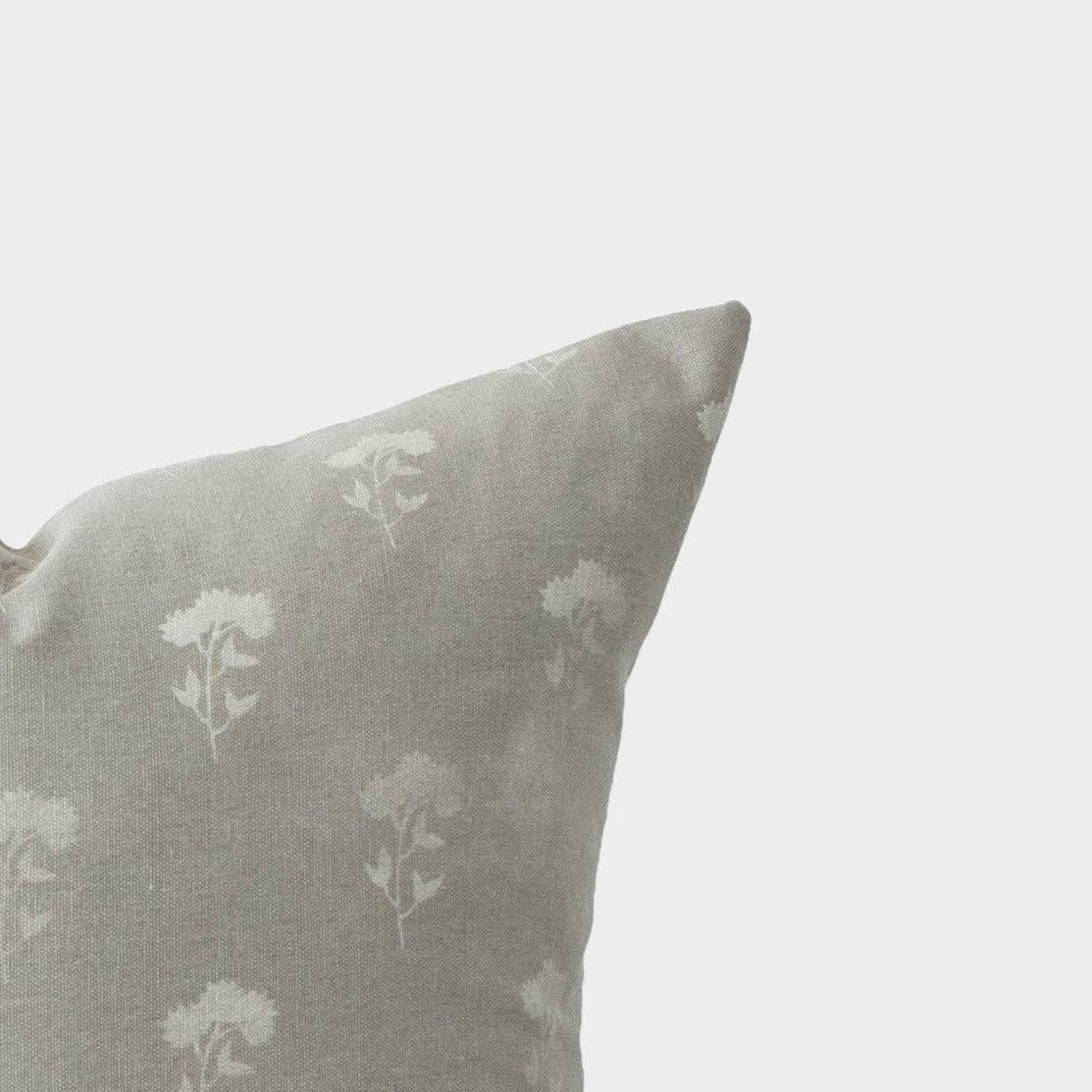 Fleur Gray Floral Pillow Cover - Cloth + Cabin