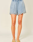 Bianca Embroidered Waist Elastic Flare Shorts