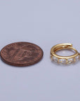 Baguette Cubic Zirconia Lined Huggie Hoops Earrings