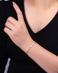 Stainless Steel Biwa Freshwater Pearl Multifaceted Crystal Gemstone 7 Inch Bracelet