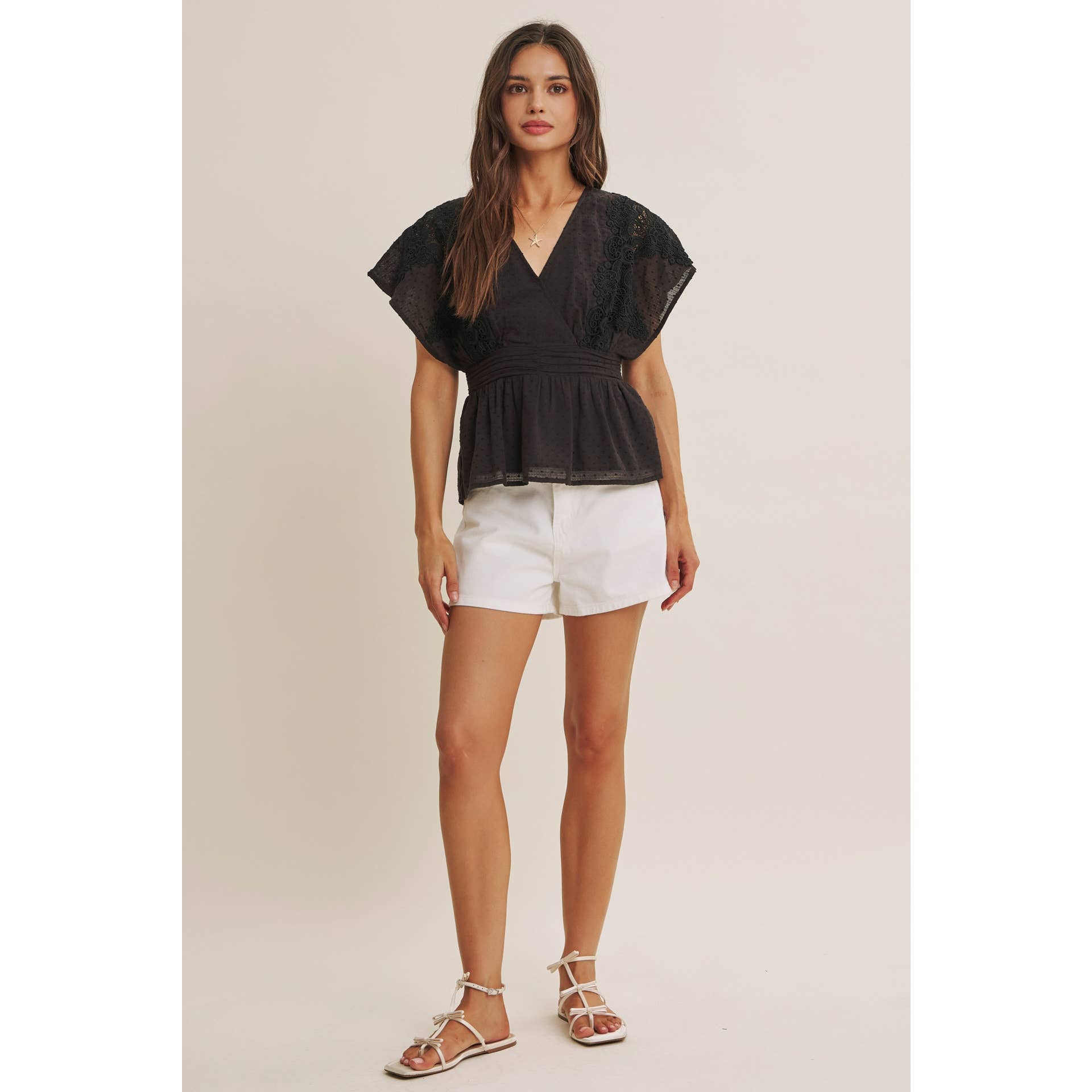 Zoie Swiss Dot Lace Peplum Blouse