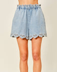 Bianca Embroidered Waist Elastic Flare Shorts