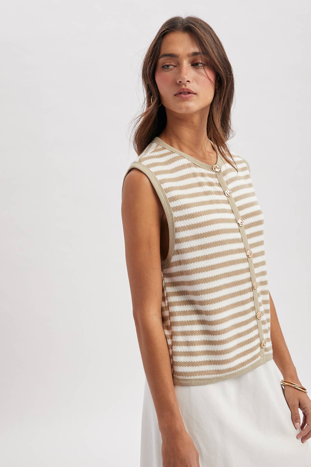 Nyasia Button-Up Sweater Tank - Cloth + Cabin