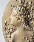 Wall Plaque w/ Regal Lady Design Antique Gold