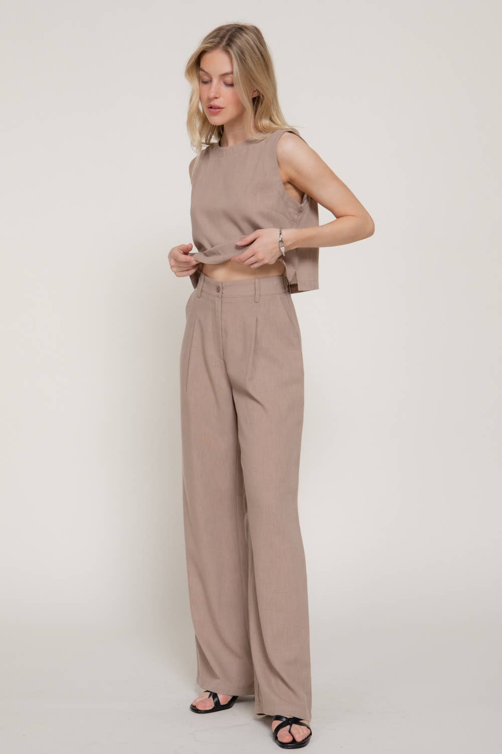 Brylee Linen Look Pants Set
