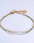 Stainless Steel Biwa Freshwater Pearl Multifaceted Crystal Gemstone 7 Inch Bracelet