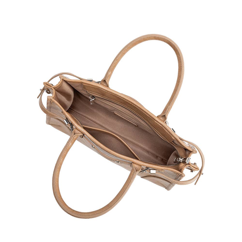 Rhonda Tan Recycled Vegan Leather Top Handle Bag - Cloth + Cabin