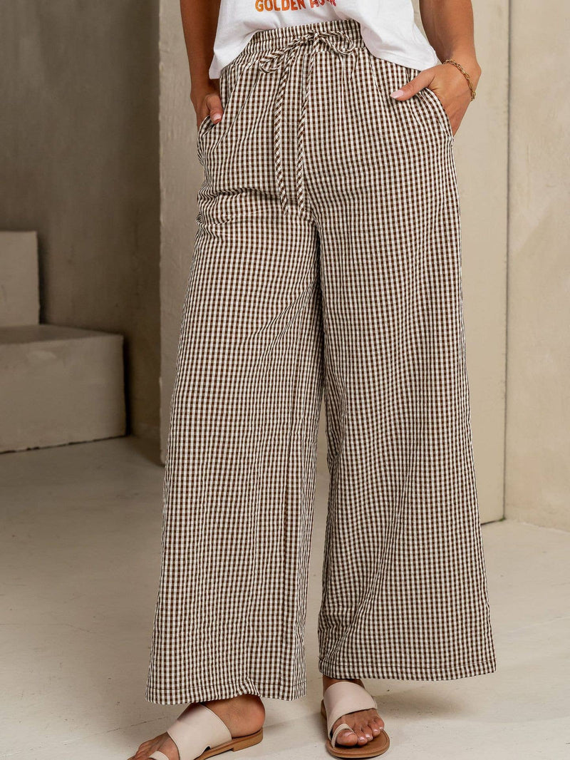 Tia Plaid Wide Leg Pants - Cloth + Cabin
