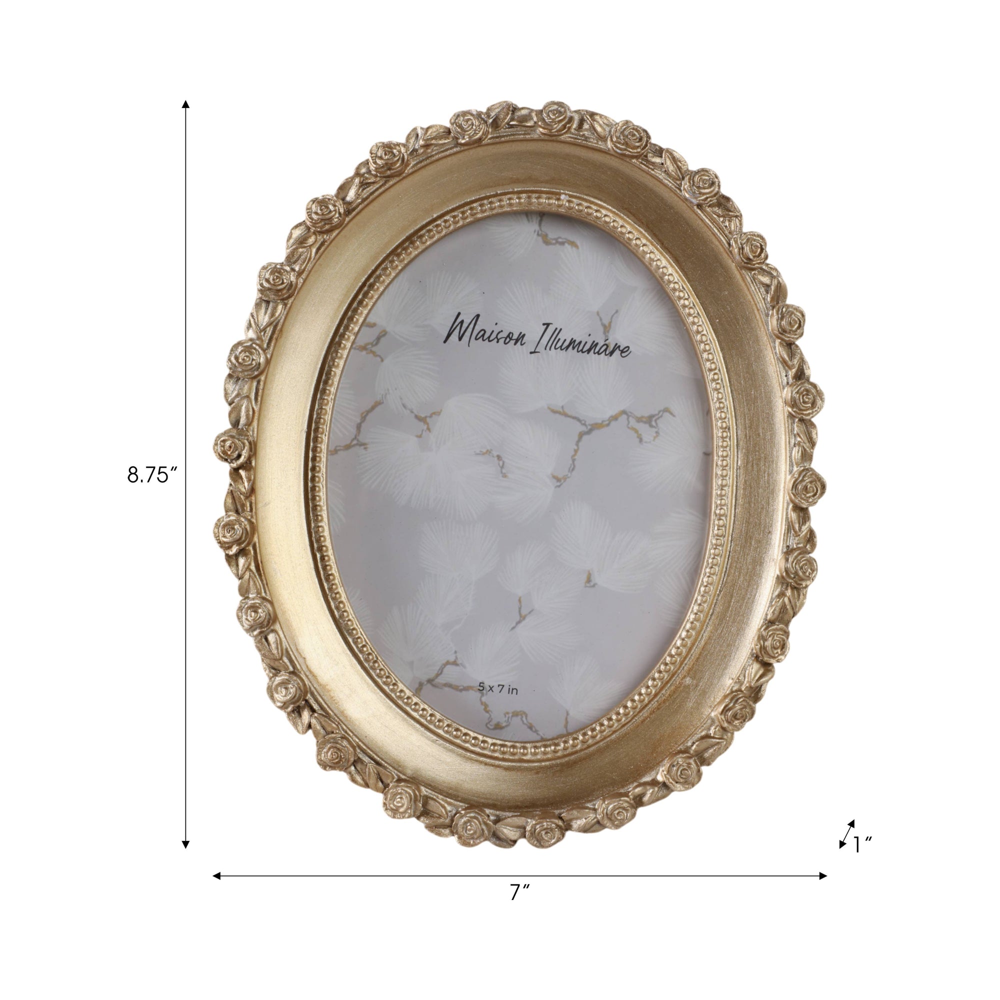 Gold Polyresin Oval Rosette Border Photo Frame - Cloth + Cabin