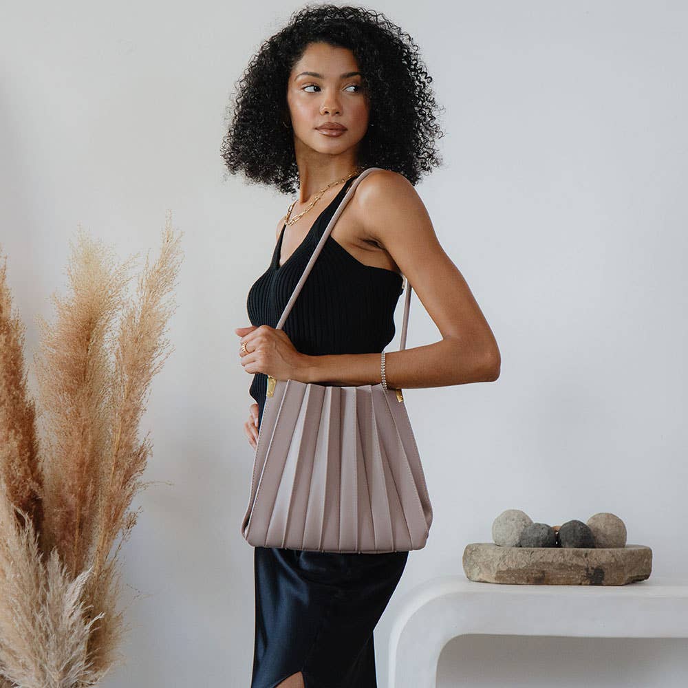 Carrie Mushroom Pleated Vegan Shoulder Bag