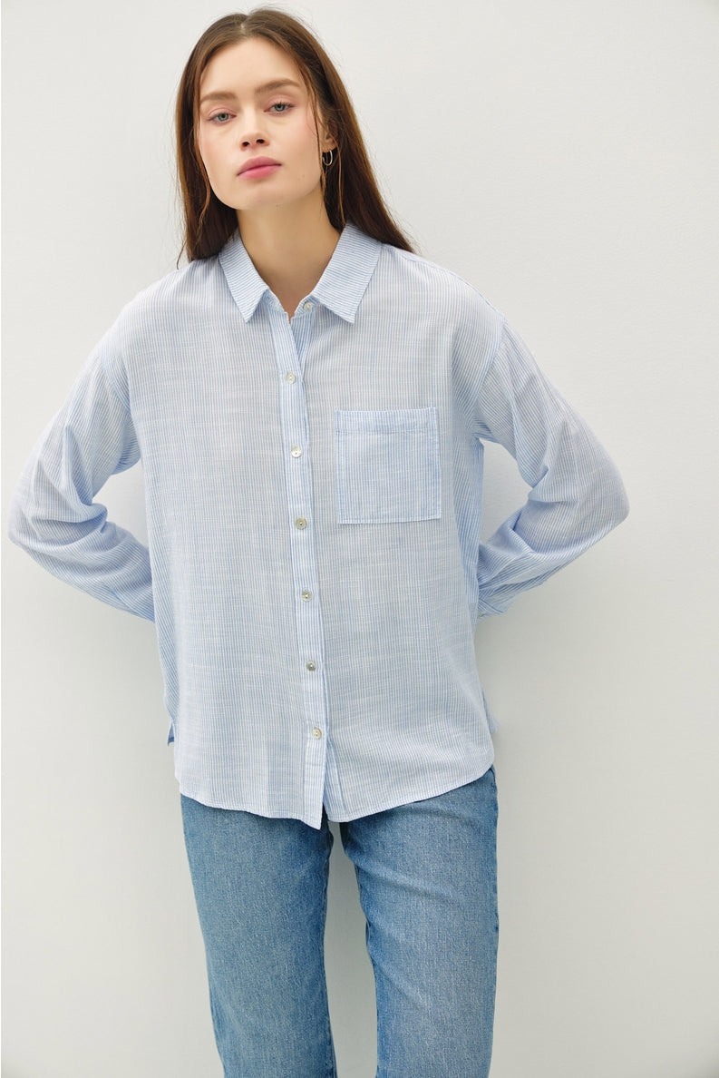 Aleah Pinstripe Button Down Shirt - Cloth + Cabin
