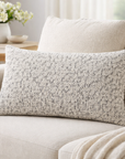 White/Black 12"X20"  Nubby Weave Minimalist Throw Pillow