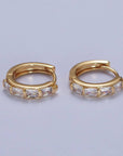 Baguette Cubic Zirconia Lined Huggie Hoops Earrings