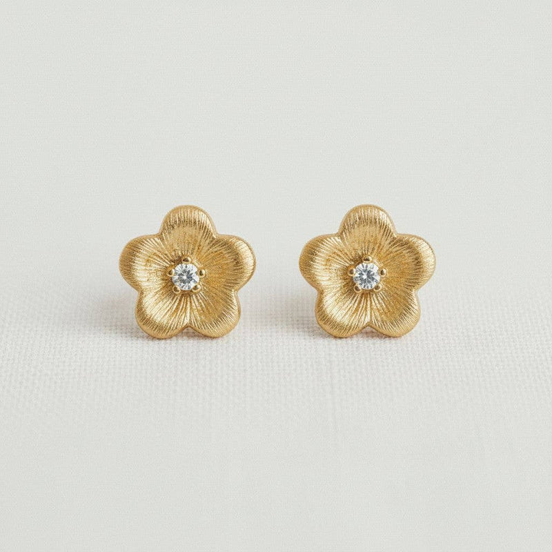 Floral Design Gemstone Drop Earrings