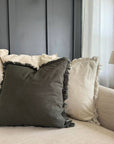 Moss Square Frayed Pillow