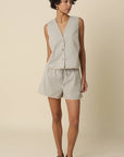 Ruth Stripe Button-Down Sleeveless Top