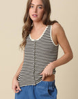 Eden Striped Button-Front Tank