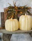 5" Cream 3D Flame Pumpkin Candle
