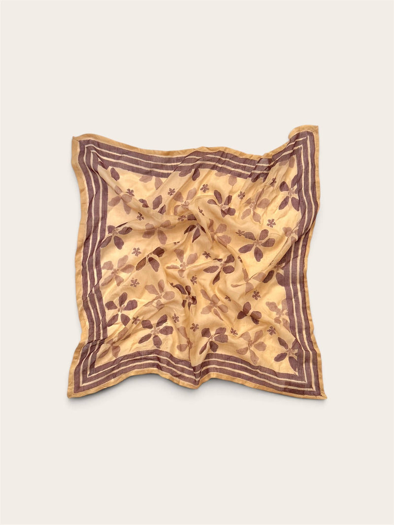 Zinnia Hand Block Print Cotton Bandana Scarf