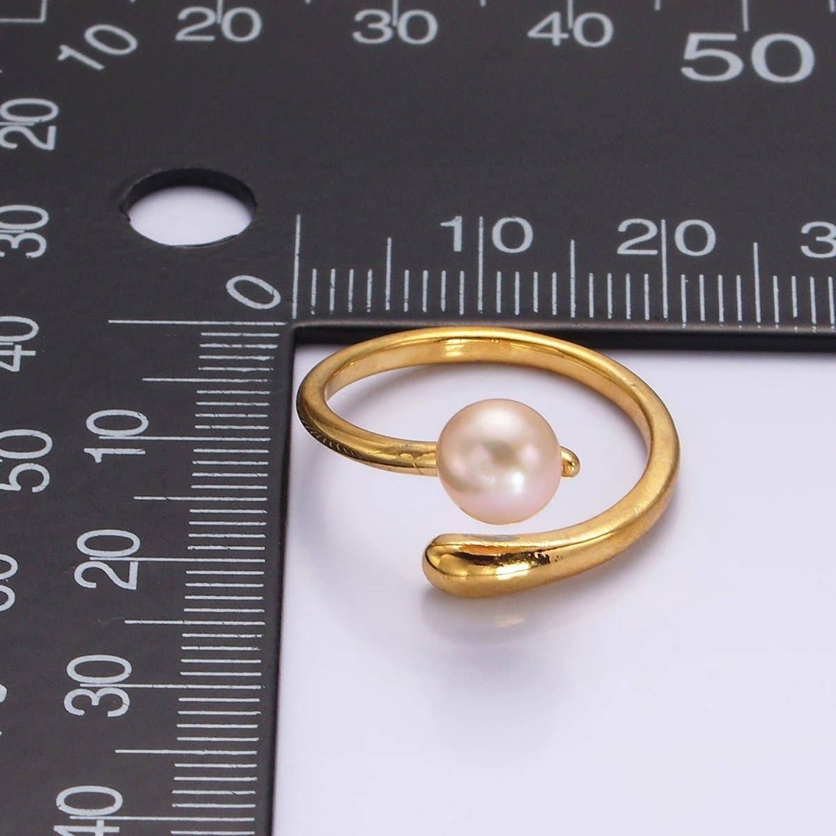 Pink Pearl Open Wrap Ring in Silver