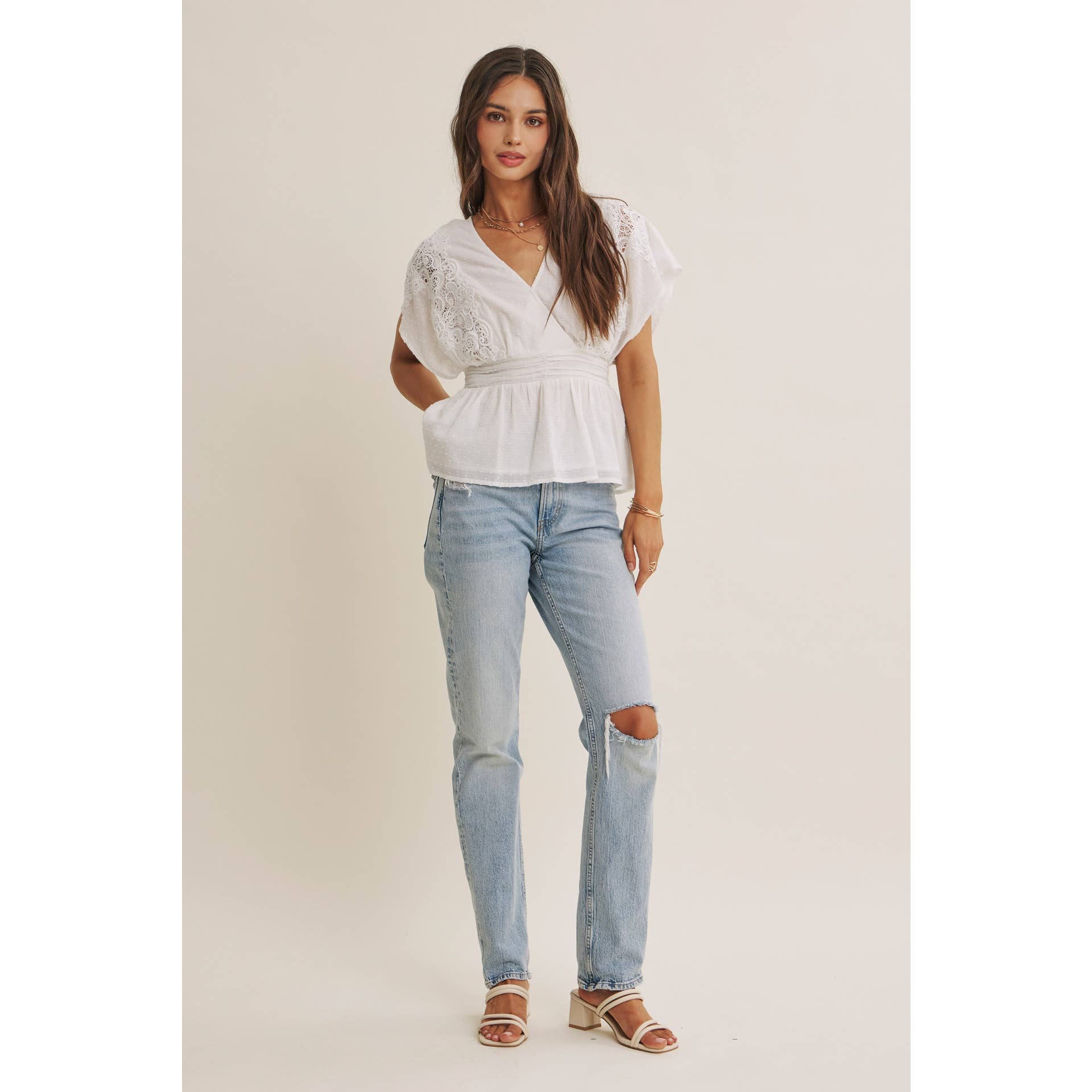 Zoie Swiss Dot Lace Peplum Blouse