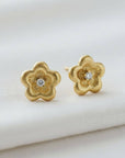 Floral Design Gemstone Drop Earrings