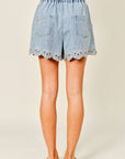 Bianca Embroidered Waist Elastic Flare Shorts
